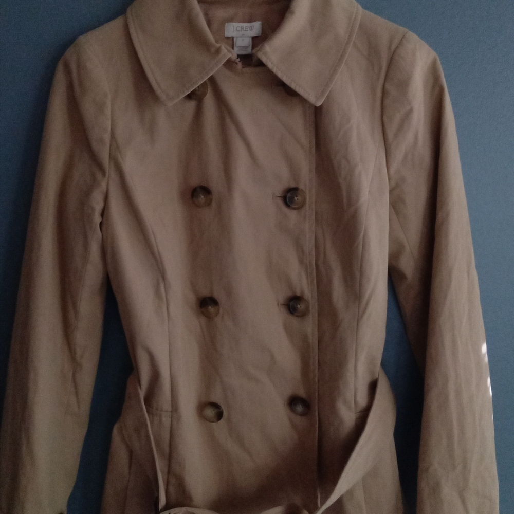 J.‎ Crew Double Breasted Trench Coat Belted Tan Women's Size 0